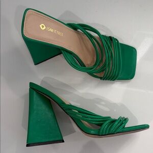 Green Strappy Women's Heels